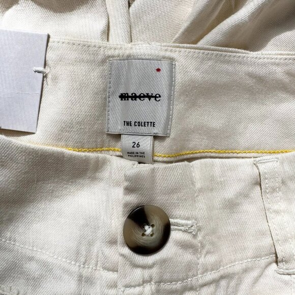 Anthropologie Maeve The Colette Linen Cropped Wide Leg Pants Cream 26 - Picture 5 of 12